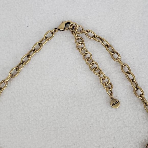 Signed Stella & Dot Bohemian Statement Faux Jewel Necklace Brass Tone - Picture 6 of 10